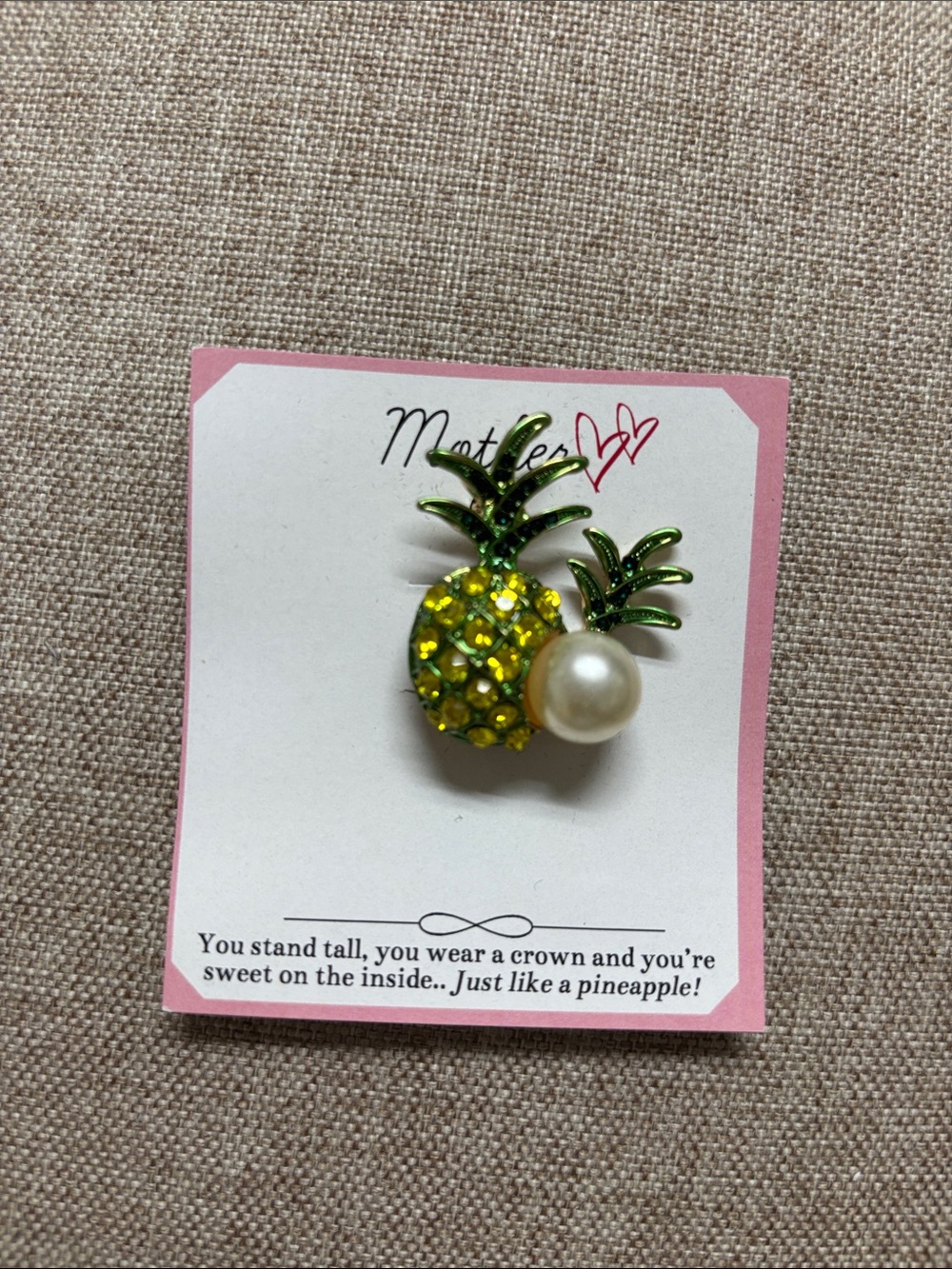 Source Unknown Yellow & Green Pineapple Brooch with Pearl Accent